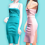 Knit slip dress with belt logo