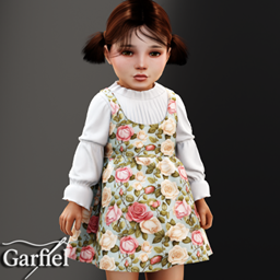 Toddler - Floral pinafore dress with pleated high neck blouse project image