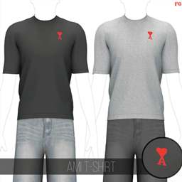 Fifthscreations - AMI Paris T-Shirt - Men - CAS Clothing - Maxis Match CC project image