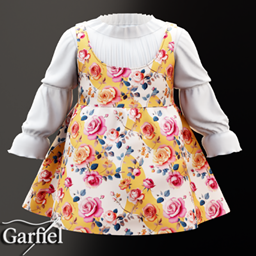 Infant - Rose print pinafore with high neck blouse project image