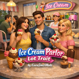 Ice Cream Parlor LotTrait by KiaraSims4Mods - Tradução PTBR