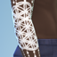A white ink full-arm sleeve tattoo with sacred geometry and mandala patterns, made for dark skin tones. logo