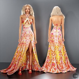 Vibrant Halter Flowing Dress project image