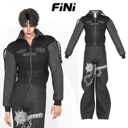 [finistudio]Collarless work uniform set logo