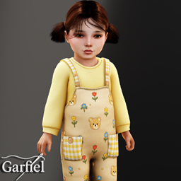 Toddler - Bear print overalls with gingham pocket details project image