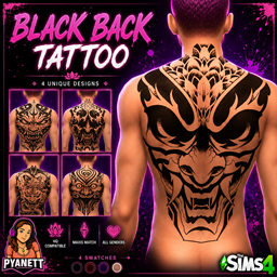 Black back tattoo by Pyanett logo