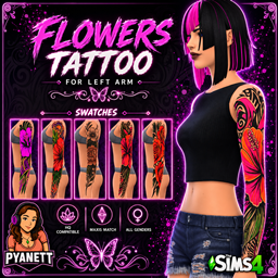 Flowers tattoo left arm by Pyanett project image