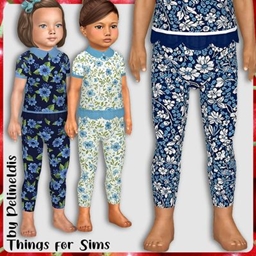 Toddler Floral Blue Summer Leggings project image
