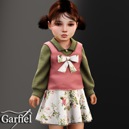 Toddler - Collared bow dress with soft floral skirt project image