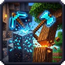 Someone's vein miner and Tree chopper logo
