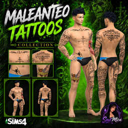 "Maleanteo" Tattoo Collection | Urban Tattoos for Sims 4 (Male) by SoulMica logo