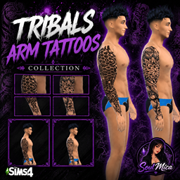 Tribal Arm Tattoos Collection | Tribal Sleeves for Sims 4 (Male) logo