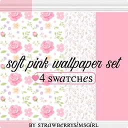 soft pink wallpaper set by strawberrysimsgirl logo