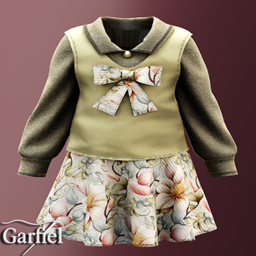 Infant - Layered collar dress with bow and floral skirt project image