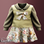 Infant - Layered collar dress with bow and floral skirt logo