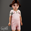 Toddler - Short overall set with floral print top logo