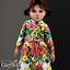 Toddler - Tropical floral coat dress with bright waist bow logo