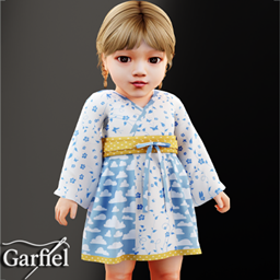Infant - Kimono style dress with sash and cloud print project image