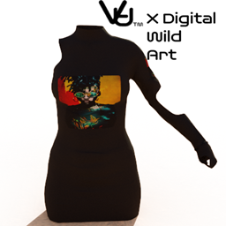 Asymmetrical mini dress with graphic project image