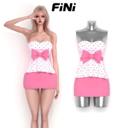[finistudio]Dot-patterned plunging-neck dress logo