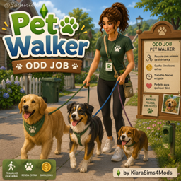 Pet Walker Odd Job by KiaraSims4Mods - Tradução PTBR