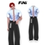 [finistudio]Double-layered faux two-piece shirt set logo