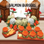 AlwaysJustJay Salmon Burgers / translation spanish by Monisims logo