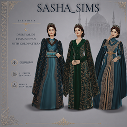 Medieval CC Dress Valide Kesem Sultan with Gold Pattern project image