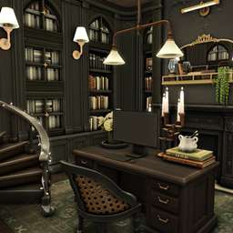 Simsphony - Dark Academia Victorian Office & Library project image