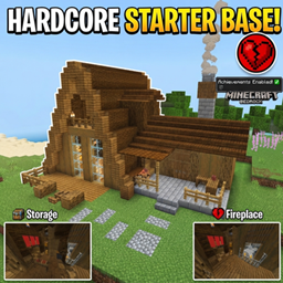 Survival Hardcore Starter House 🌲⚡ [Achievements On / Bedrock Edition] logo