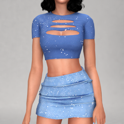 Layla - Short-sleeved top and ruched mini skirt (stardust set) project image
