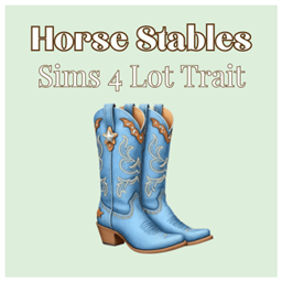 Horse Stables | Lot Trait by babybeesims / Spanish translation by GatamolLunastra logo