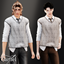 Adult - Classic cable knit sweater vest with layered shirt logo