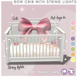 Bow crib with string lights logo