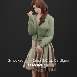 Smocked Mini Dress & Crop Cardigan logo