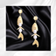 Gold Pearl Fish Dangle short Earrings logo