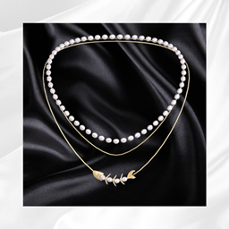 Gold Pearl fish layered necklace project image