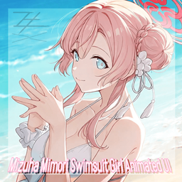Mizuha Mimori Swimsuit Girl Animated UI HTZ version for Minecraft 1.21 — Shaders screenshot