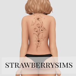 floral butterfly spine tattoo project image