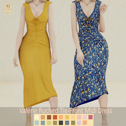 Valerie Ruched Tie-Front Midi Dress logo
