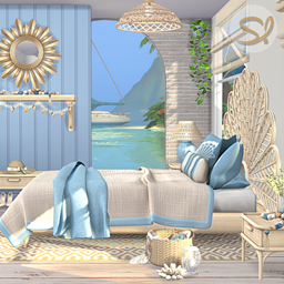 Boho Coastal Bedroom 1 - Oceanic Blue  -Room  🌊 logo