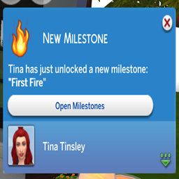 Lumpinou [Mini Mod] Special Notification on Milestone Gained - Sims 4/ translation spanish by Monisims logo