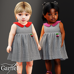 Infant - Charming houndstooth dress with sweet contrast collar logo