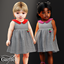 Infant - Charming houndstooth dress with sweet contrast collar logo