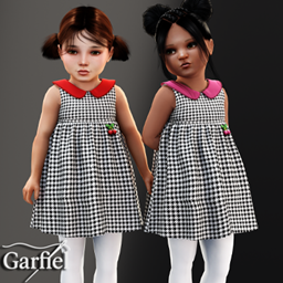 Toddler - Houndstooth swing dress with colorful Peter Pan collar logo