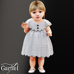 Infant - Soft grid print dress with scalloped yoke logo