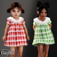 Toddler - Sweet plaid dress with cherry embroidered collar logo