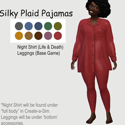 Silky Plaid Pajamas Night Shirt + matching pants (leggings) logo