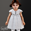 Toddler - Checked scallop trim dress with bold button detail logo
