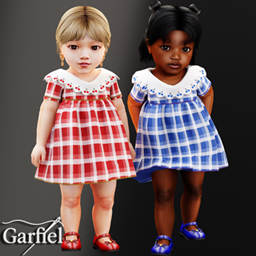 Infant - Plaid baby dress with scalloped cherry collar logo